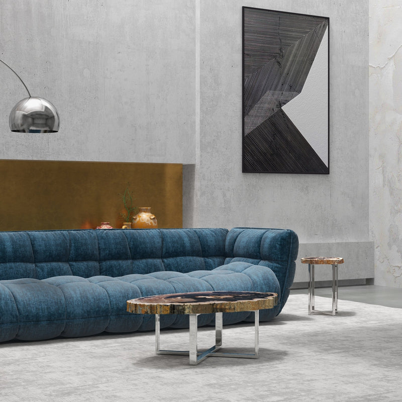 Eliza End Table - Urbia Tables - Natural Dark - Polished Stainless Steel - HORNE