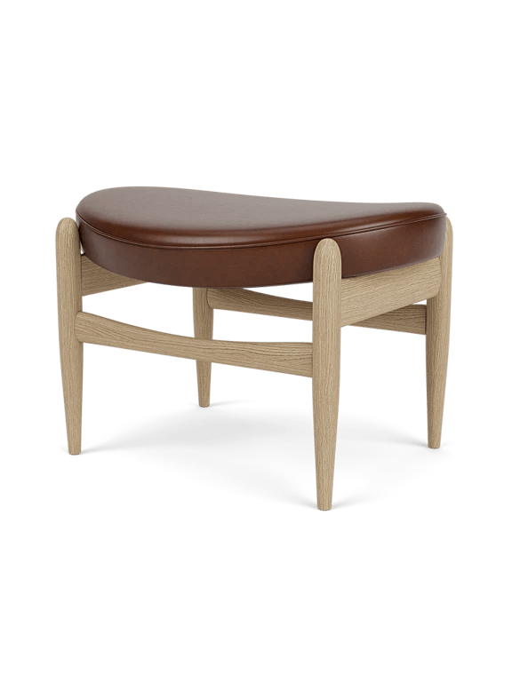 Elizabeth Ottoman - Audo Copenhagen Stools + Benches + Ottomans - Natural Oak - Dunes Leather - Cognac - HORNE