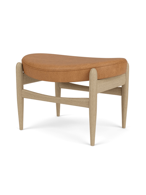 Elizabeth Ottoman - Audo Copenhagen Stools + Benches + Ottomans - Natural Oak - Dunes Leather - Cognac - HORNE