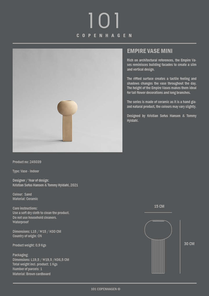 Empire Vase - 101 Copenhagen Vases - Mini - Sand - HORNE