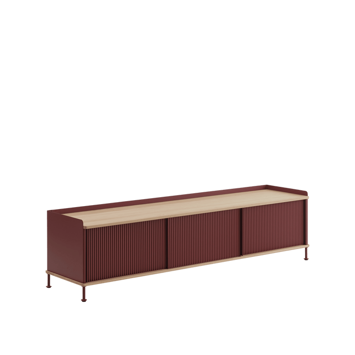 Enfold Sideboard - Low - 3 shelves - Muuto Sideboards + Cabinets - Oiled Oak/Deep Red - HORNE