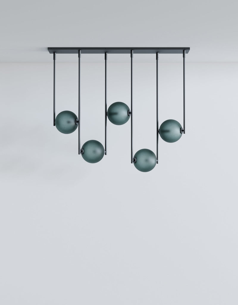 Equalizer 5 Piece Linear - Ladies & Gentlemen Lighting - Gold Anodize - Smokey Green - HORNE