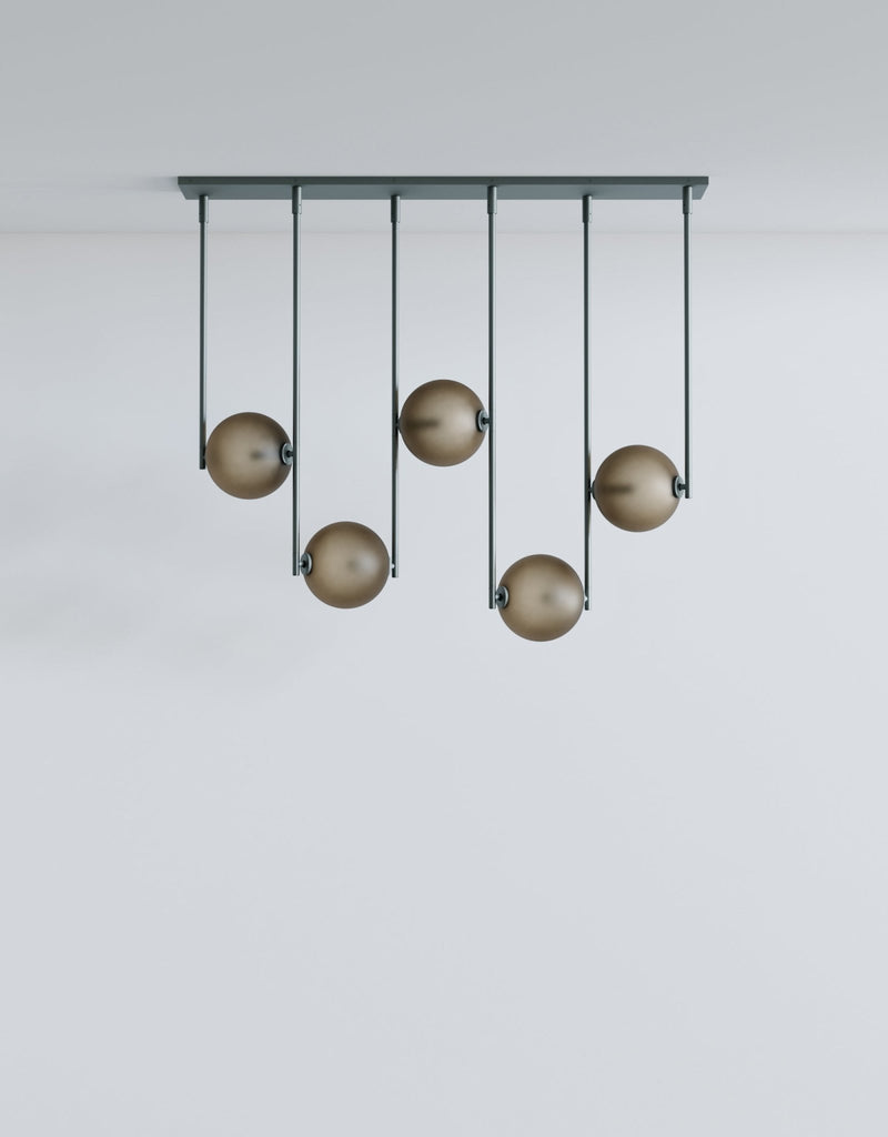 Equalizer 5 Piece Linear - Ladies & Gentlemen Lighting - Gold Anodize - Smokey Green - HORNE