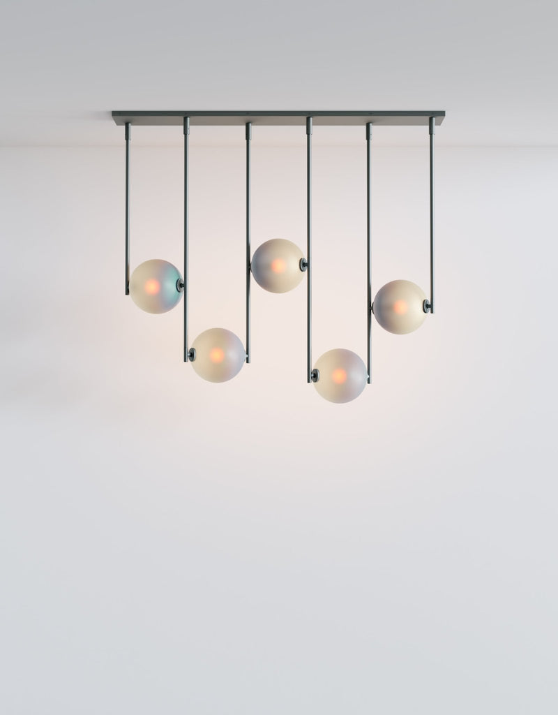 Equalizer 5 Piece Linear - Ladies & Gentlemen Lighting - Gold Anodize - Smokey Green - HORNE