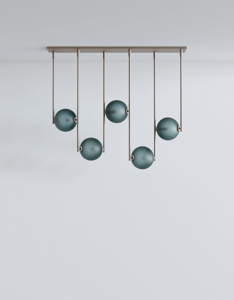 Equalizer 5 Piece Linear - Ladies & Gentlemen Lighting - Gold Anodize - Smokey Green - HORNE