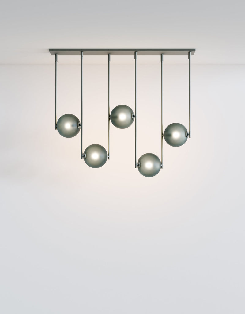 Equalizer 5 Piece Linear - Ladies & Gentlemen Lighting - Gold Anodize - Smokey Green - HORNE