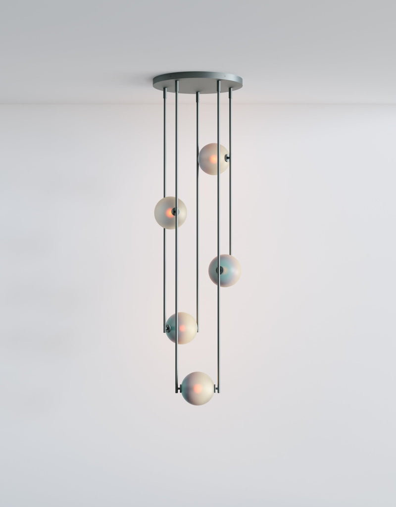 Equalizer 5 Piece Radial - Ladies & Gentlemen Lighting - Gold Anodize - Smokey Green - HORNE