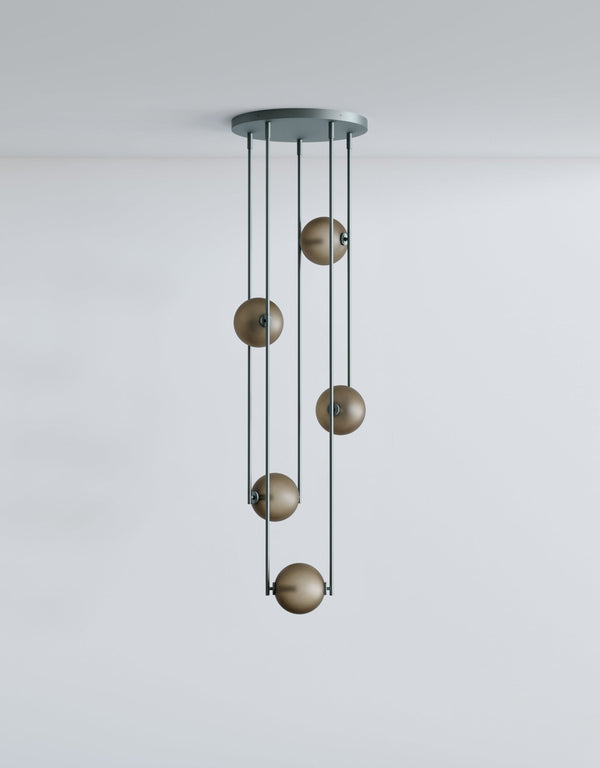 Equalizer 5 Piece Radial - Ladies & Gentlemen Lighting - Gold Anodize - Smokey Green - HORNE