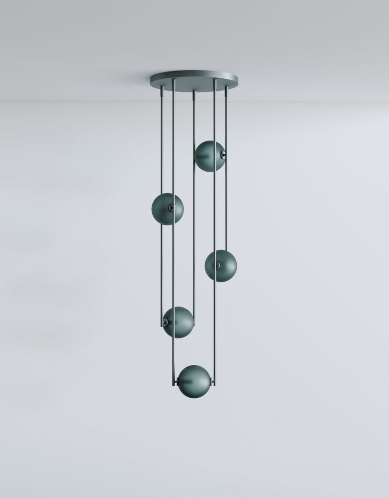 Equalizer 5 Piece Radial - Ladies & Gentlemen Lighting - Gold Anodize - Smokey Green - HORNE