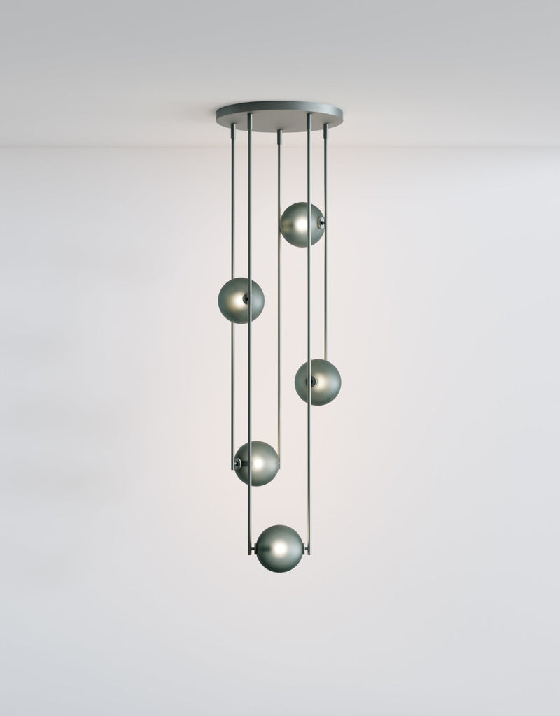 Equalizer 5 Piece Radial - Ladies & Gentlemen Lighting - Gold Anodize - Smokey Green - HORNE