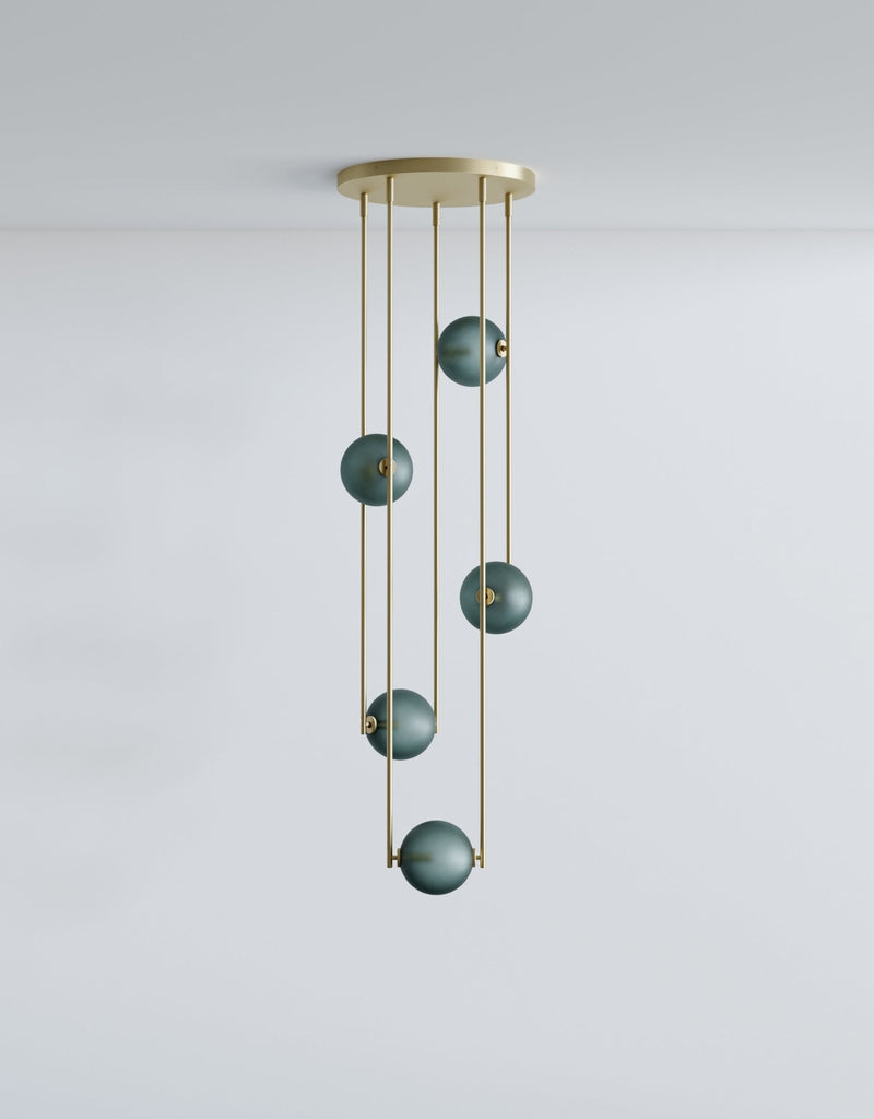 Equalizer 5 Piece Radial - Ladies & Gentlemen Lighting - Gold Anodize - Smokey Green - HORNE