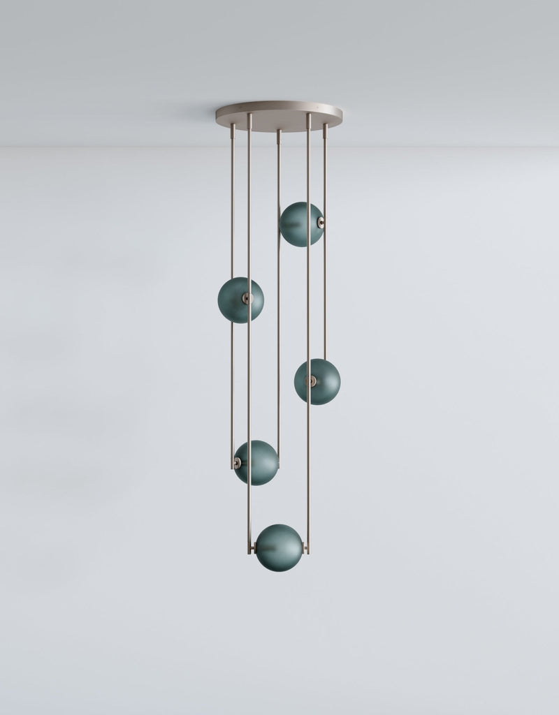 Equalizer 5 Piece Radial - Ladies & Gentlemen Lighting - Gold Anodize - Smokey Green - HORNE