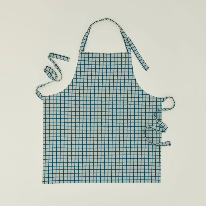 Essential Check Apron - Hawkins New York Kitchen Tools - Sky/Peacock - HORNE