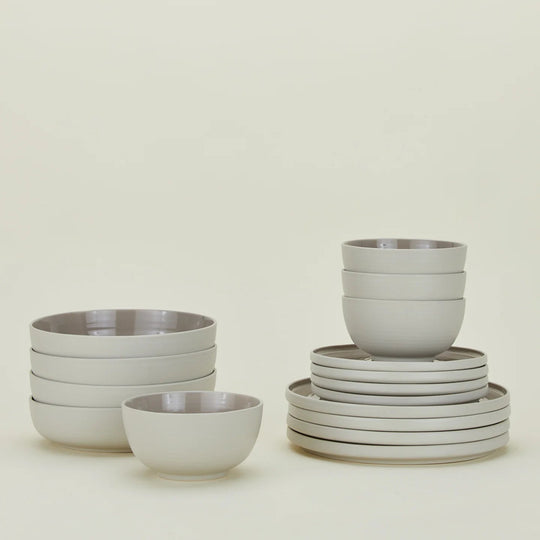 Essential Dinnerware - 16 Piece Set - Hawkins New York Dinnerware - Light Grey - HORNE