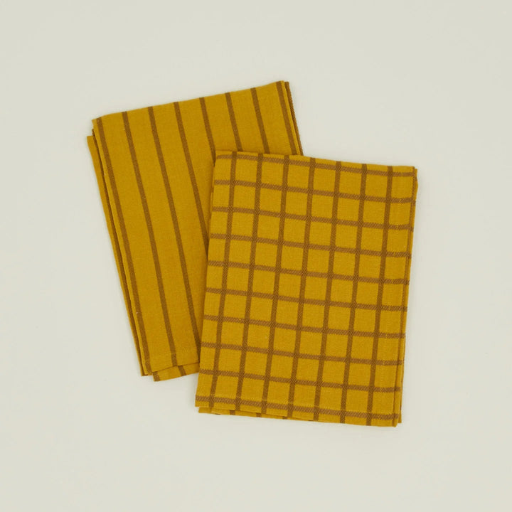 Essential Yarn Dyed Dish Towel - Set of 2 - Hawkins New York Kitchen Tools - Mustard/Bronze - HORNE