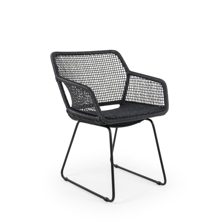Esta Arm Chair - BETACO Chairs - Black Aluminum / Black Wicker - HORNE