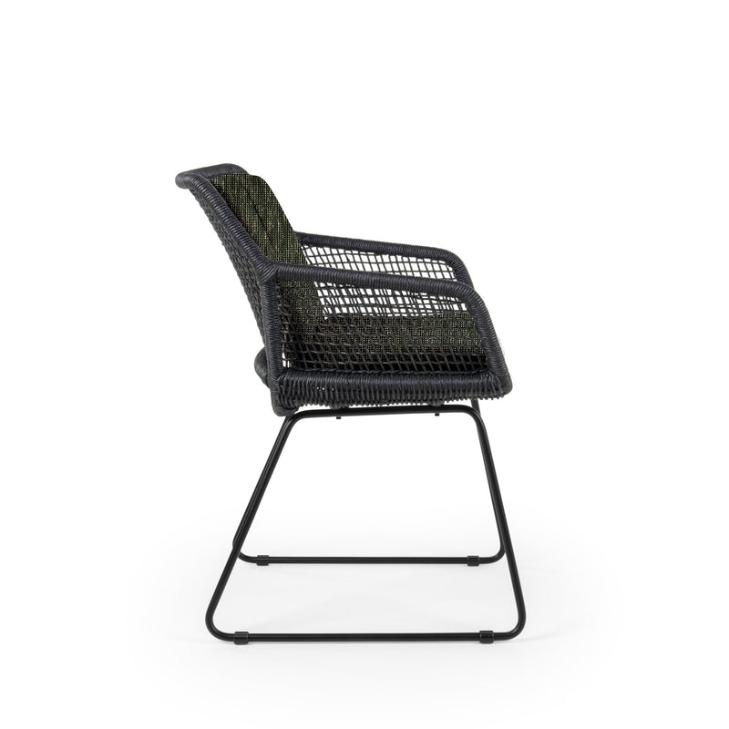 Esta Arm Chair - BETACO Chairs - Black Aluminum / Black Wicker - HORNE