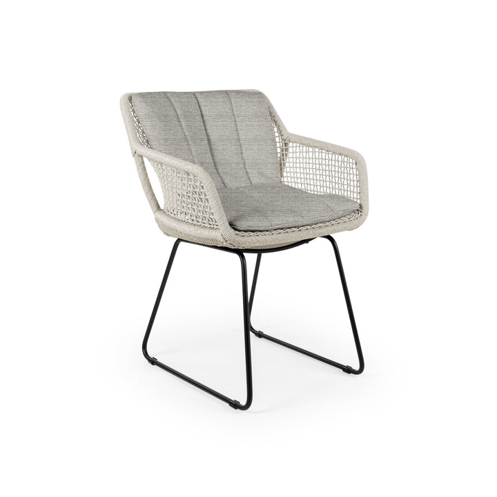 Esta Arm Chair - BETACO Chairs - w/Seat & Back Cushion / Black Aluminum / Linen Wicker / Cico 271 - HORNE