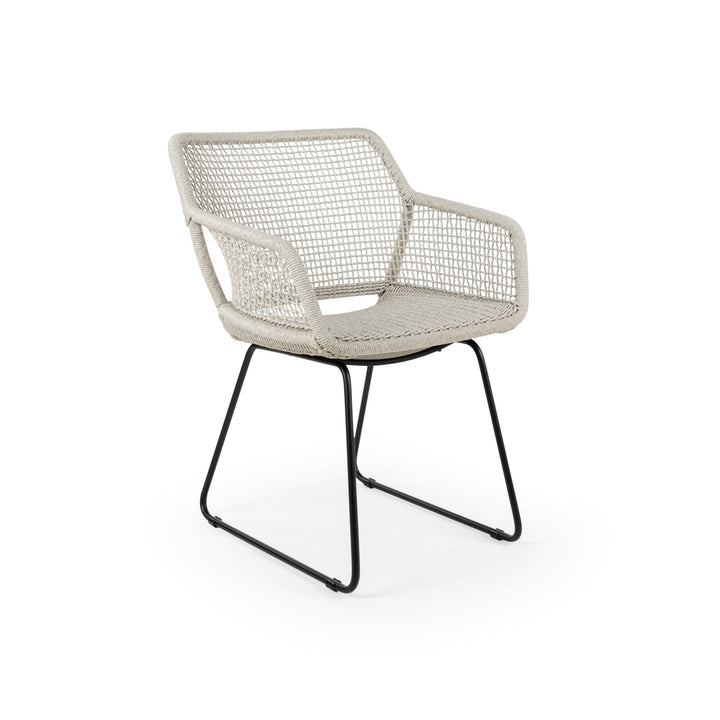 Esta Arm Chair - BETACO Chairs - Black Aluminum / Linen Wicker - HORNE