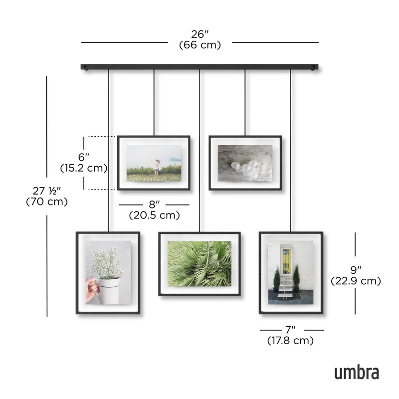 Exhibit Wall Picture Frames - Set of 5 - Umbra Mirrors - Black - HORNE
