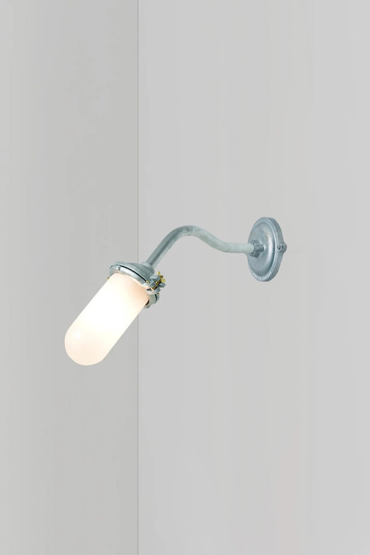 Exterior Bracket Light - Canted - Davey Lighting Outdoor Lights - Galvanised Silver - Frosted - HORNE