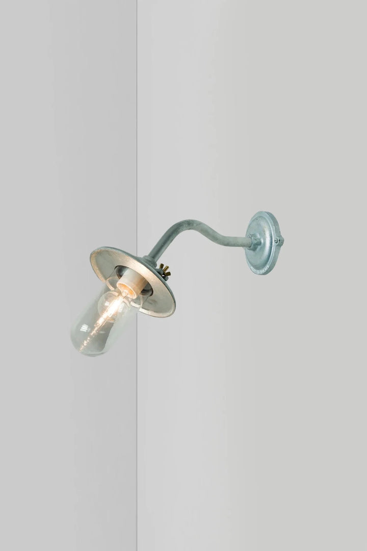 Exterior Bracket Light - Canted with Shade - Davey Lighting Outdoor Lights - Galvanised Silver - Clear - HORNE