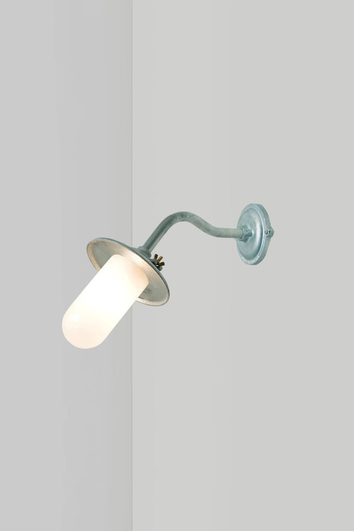 Exterior Bracket Light - Canted with Shade - Davey Lighting Outdoor Lights - Galvanised Silver - Frosted - HORNE
