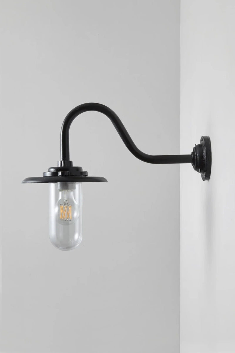 Exterior Bracket Light Swan Neck - 7677 - Davey Lighting Outdoor Lights - Black - Clear - HORNE