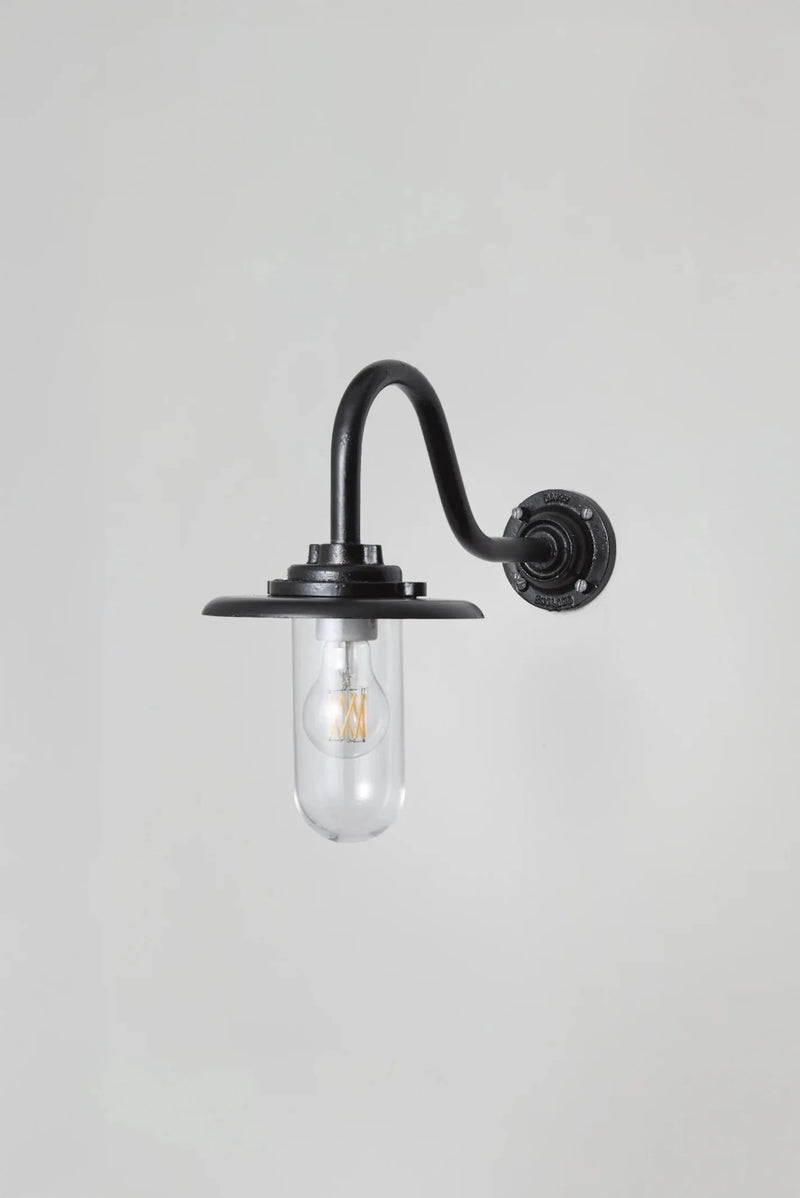 Exterior Bracket Light Swan Neck - 7677 - Davey Lighting Outdoor Lights - Black - Clear - HORNE