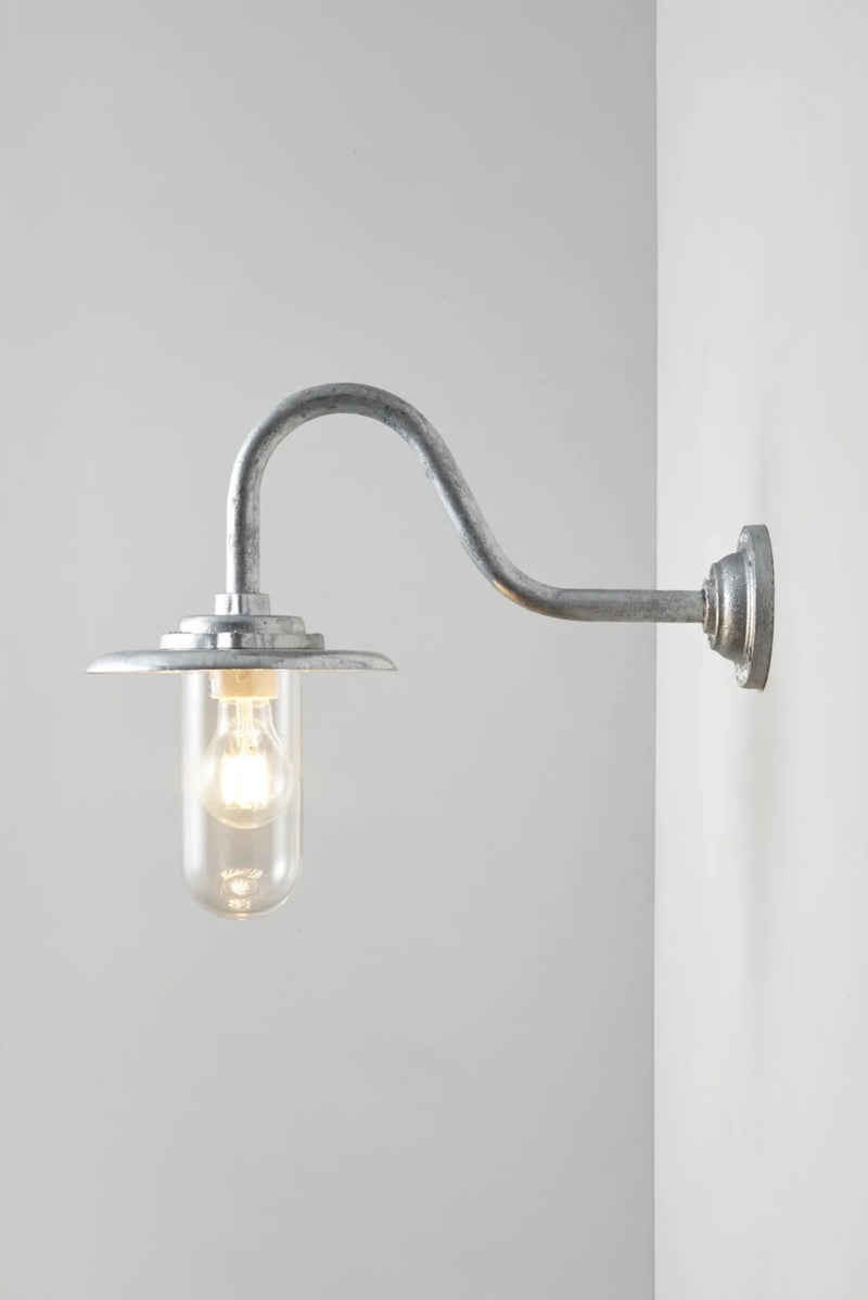 Exterior Bracket Light Swan Neck - 7677 - Davey Lighting Outdoor Lights - Black - Clear - HORNE