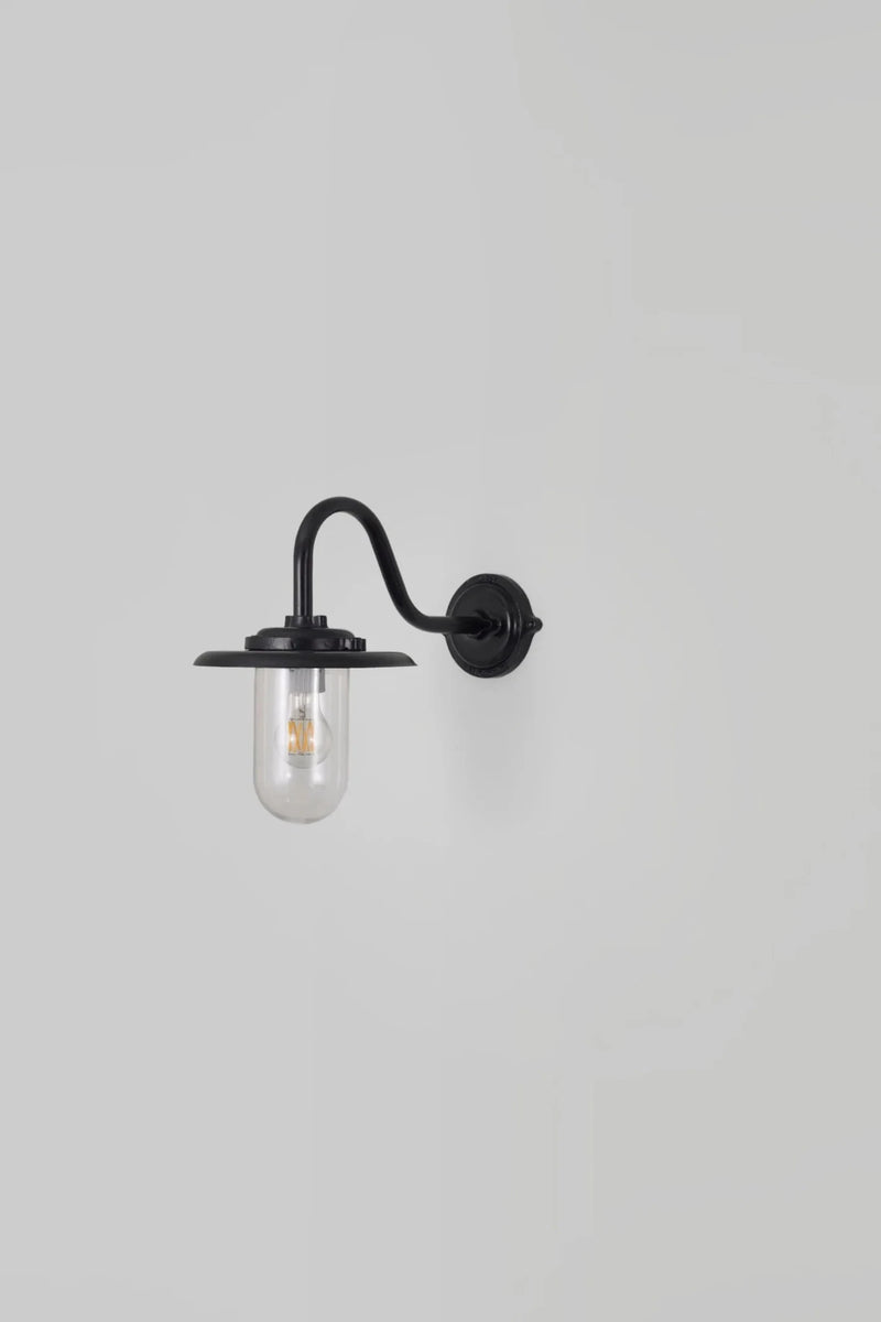 Exterior Swan Neck Wall Light - Davey Lighting - Outdoor Lights - Galvanized Steel, Clear Glass - HORNE