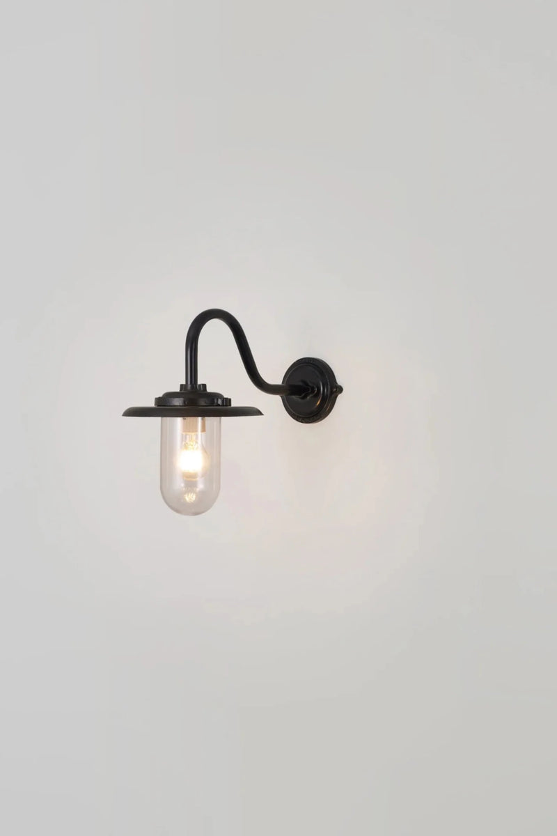 Exterior Swan Neck Wall Light - Davey Lighting - Outdoor Lights - Galvanized Steel, Clear Glass - HORNE