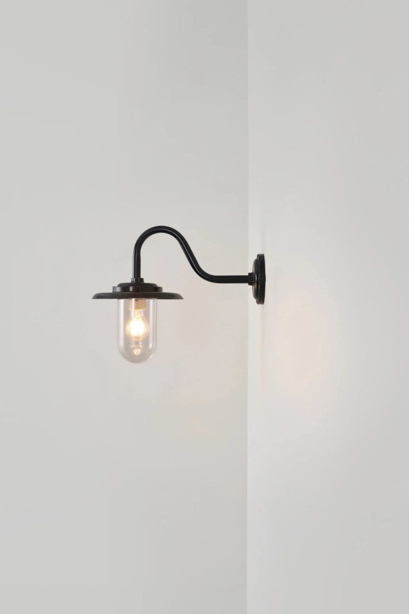 Exterior Swan Neck Wall Light - Davey Lighting - Outdoor Lights - Galvanized Steel, Clear Glass - HORNE