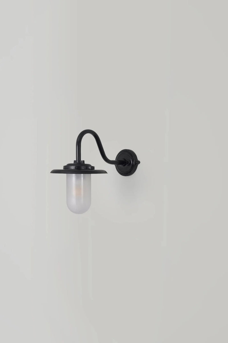 Exterior Swan Neck Wall Light - Davey Lighting - Outdoor Lights - Galvanized Steel, Clear Glass - HORNE