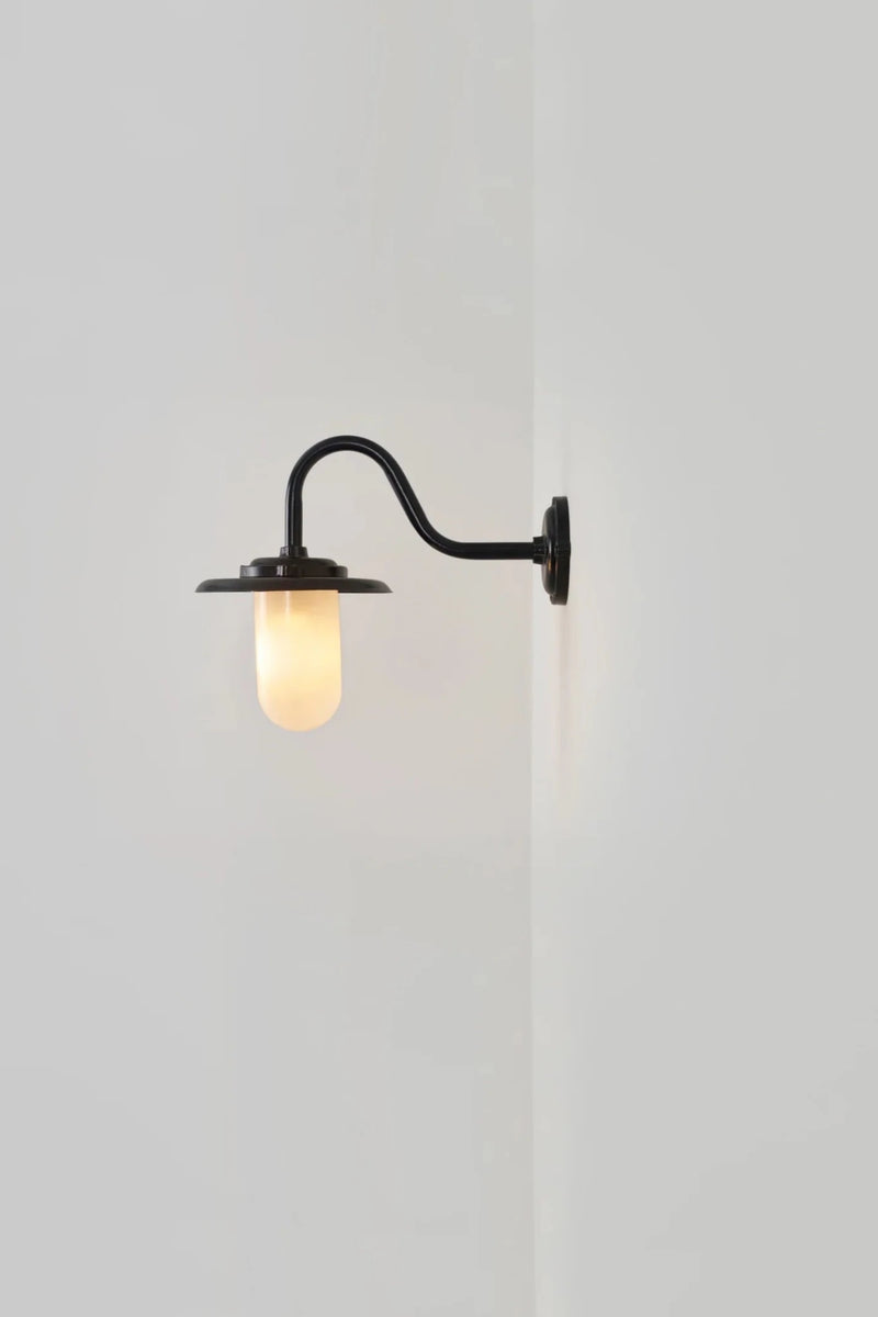 Exterior Swan Neck Wall Light - Davey Lighting - Outdoor Lights - Galvanized Steel, Clear Glass - HORNE