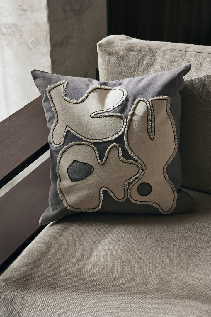Figure Cushion - Ferm Living - Bedding + Pillows - Grey Blue/ Off - White - HORNE