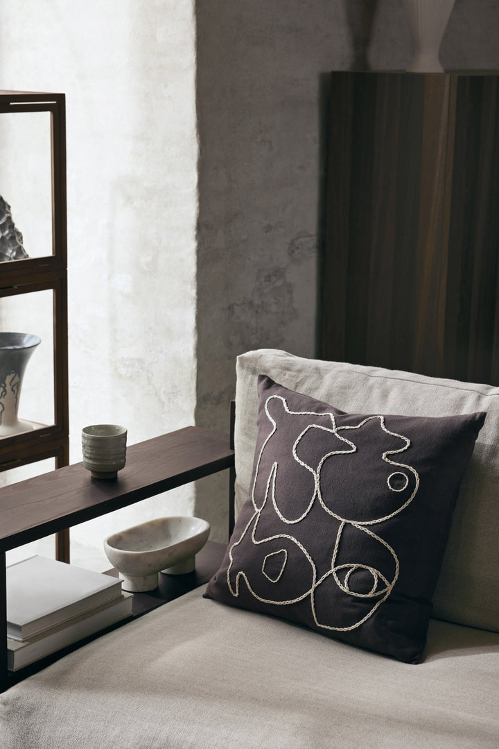 Figure Cushion - Ferm Living - Bedding + Pillows - Grey Blue/ Off - White - HORNE