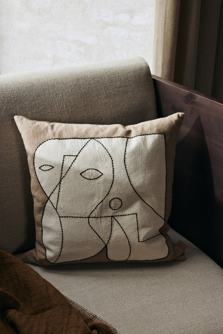 Figure Cushion - Ferm Living - Bedding + Pillows - Grey Blue/ Off - White - HORNE