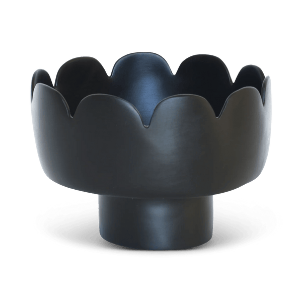Fleur Footed Bowl - Tina Frey Serveware - Large - Black - HORNE