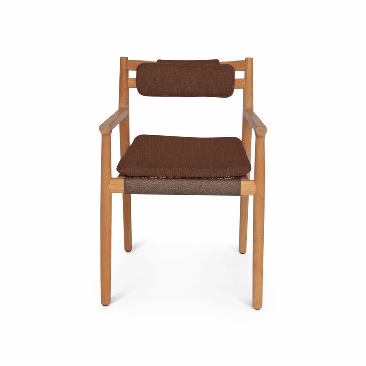 Florence Arm Chair - BETACO Chairs - w/Seat & Back Cushion / Walnut Rope / Teak / Ferriere 4 - HORNE