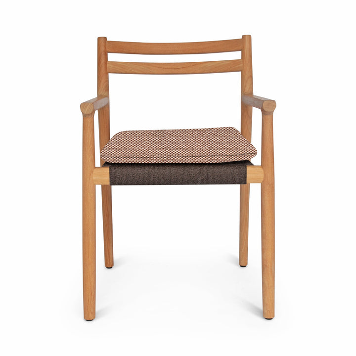 Florence Arm Chair - BETACO Chairs - w/Seat Cushion / Walnut Rope / Teak / Cico 273 - HORNE