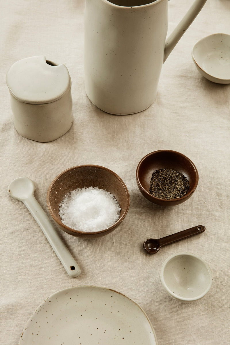 Ferm Living Flow Jar with spoon - Off-White Speckle