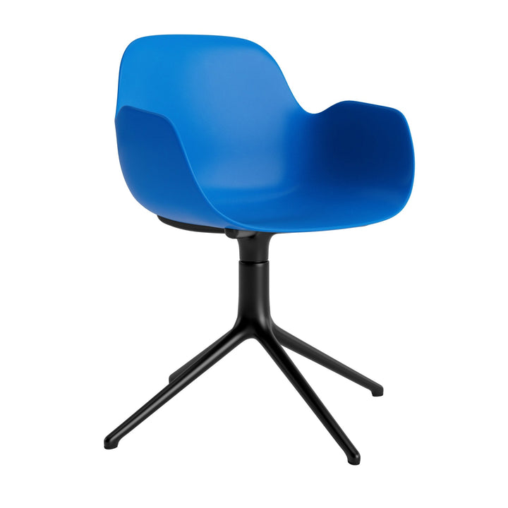 Form Armchair Swivel 4L Aluminum - Normann Copenhagen Swivel Chairs - Form Armchair Swivel 4L Black Alu - Bright Blue - HORNE