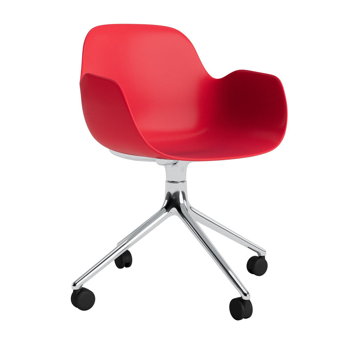 Form Armchair Swivel 4W Aluminum - Normann Copenhagen Swivel Chairs - Form Armchair Swivel 4W Alu - Bright Red - HORNE