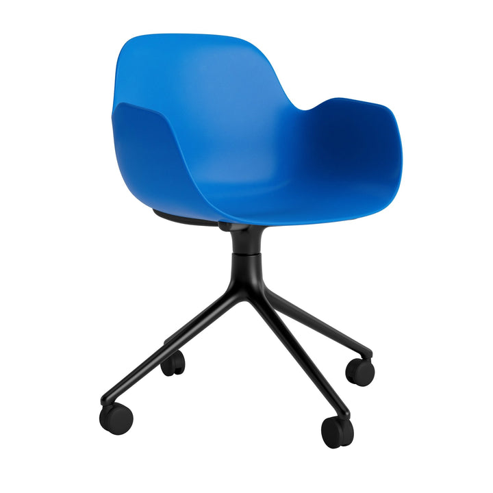 Form Armchair Swivel 4W Aluminum - Normann Copenhagen Swivel Chairs - Form Armchair Swivel 4W Black Alu - Bright Blue - HORNE