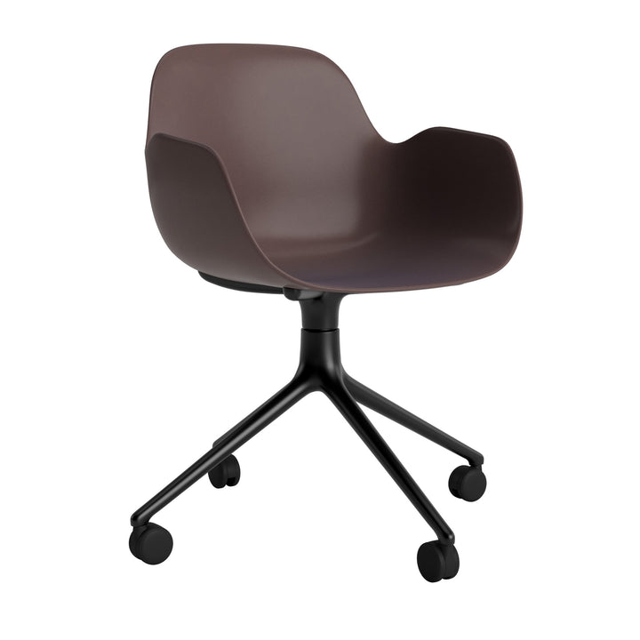 Form Armchair Swivel 4W Aluminum - Normann Copenhagen Swivel Chairs - Form Armchair Swivel 4W Black Alu - Brown - HORNE