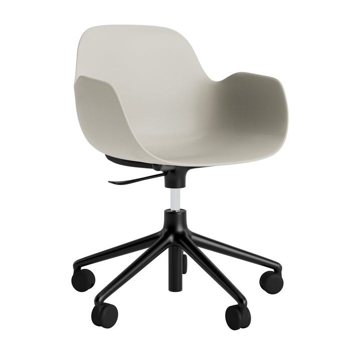 Form Armchair Swivel 5W Gas Lift Aluminum - Normann Copenhagen Swivel Chairs - Form Armchair Swivel 5W Gas Lift Black Alu - Light Grey - HORNE