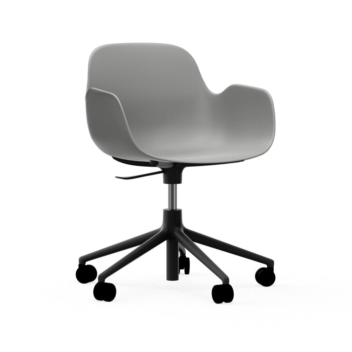 Form Armchair Swivel 5W Gas Lift Aluminum - Normann Copenhagen Swivel Chairs - Form Armchair Swivel 5W Gas Lift Black Alu - Grey - HORNE