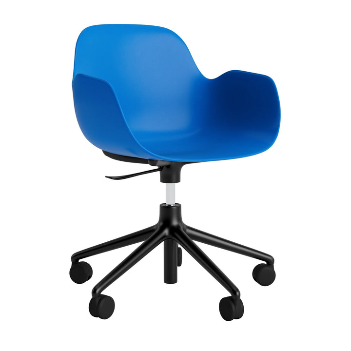 Form Armchair Swivel 5W Gas Lift Aluminum - Normann Copenhagen Swivel Chairs - Form Armchair Swivel 5W Gas Lift Black Alu - Bright Blue - HORNE