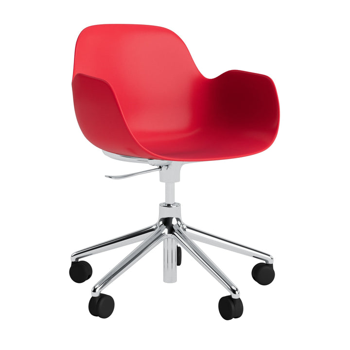 Form Armchair Swivel 5W Gas Lift Aluminum - Normann Copenhagen Swivel Chairs - Form Armchair Swivel 5W Gas Lift Alu - Bright Red - HORNE